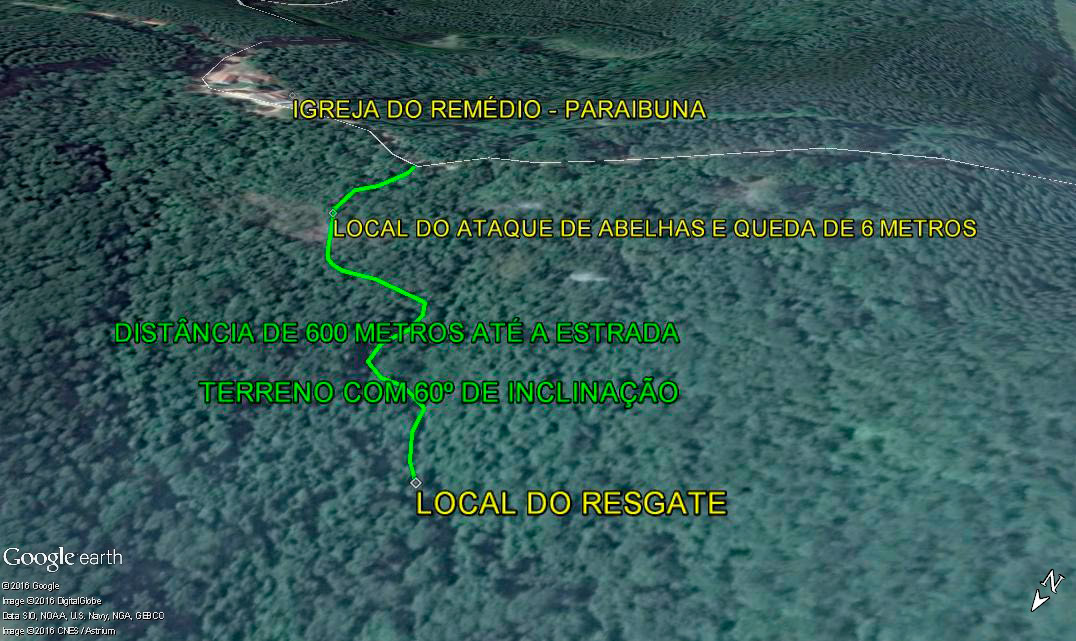 O resgate de helicptero, pela equipe do guia.