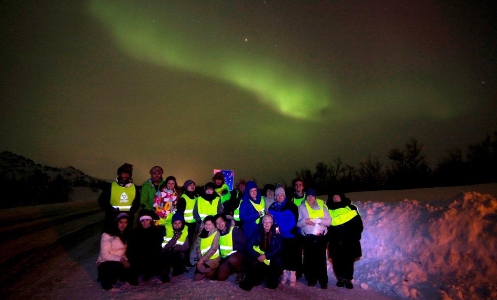 O nosso grupo perseguindo a Aurora Boreal